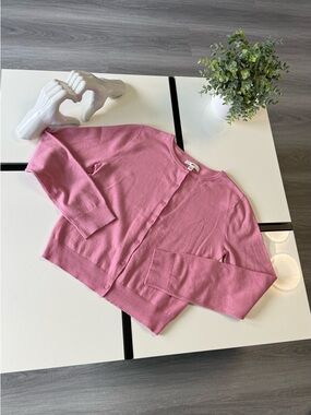 BP. Nordstrom Pink Button-Front Crewneck Cardigan Sweater - Size Small